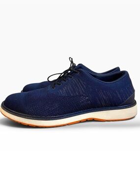 Swims Mens Navy Blue Knit Lace-Up Sneakers With White & Orange Sole Oxford 10